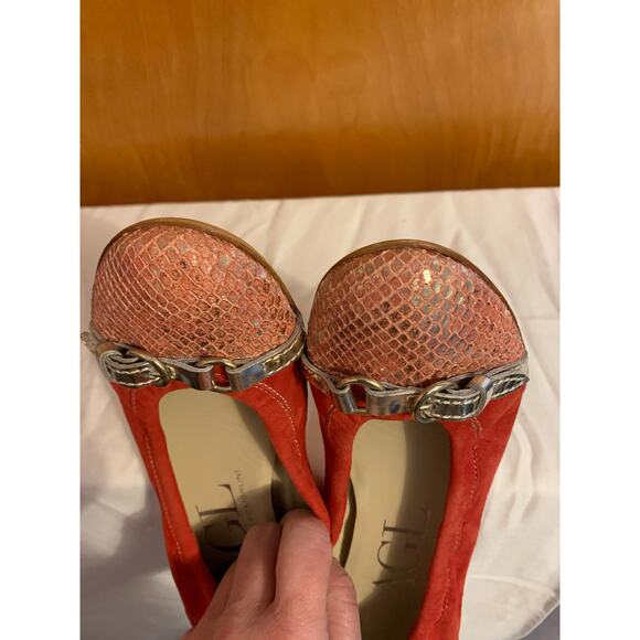 Attilio Giusti Leombrum Vero Cuoio Size 38 Made in Italy Red/Gold Ballet Flat - Picture 4 of 10